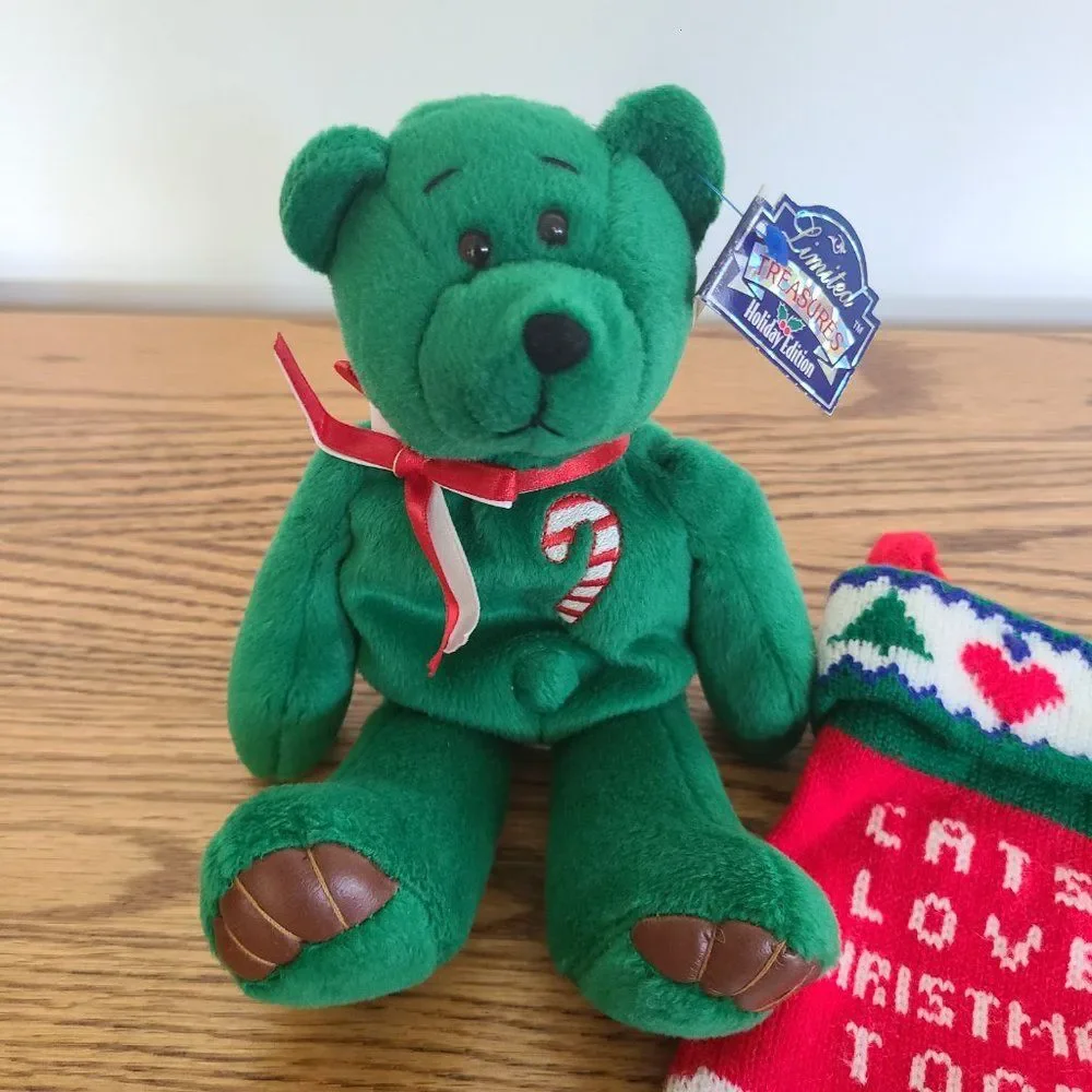 Limited Treasures Holiday Edition Sugar Cane Teddy Bear & Cat Christmas Stocking